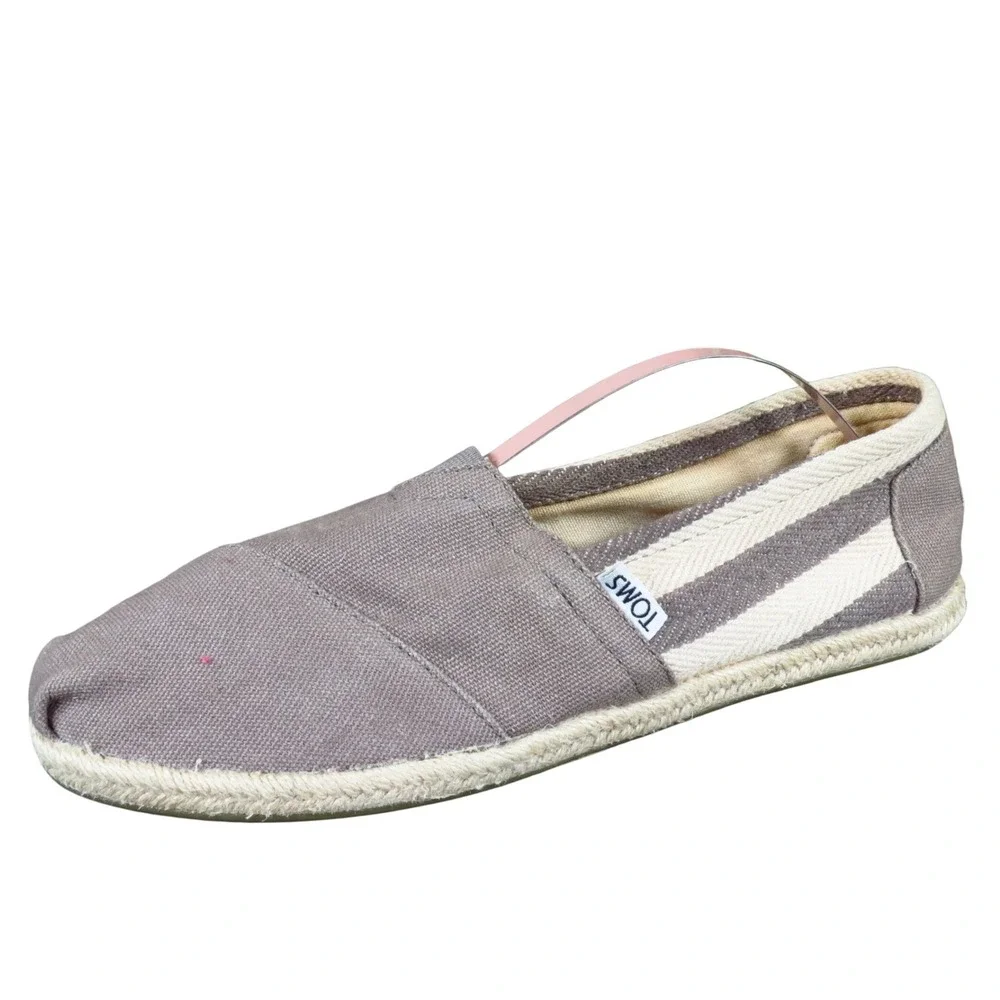 TOMS Classic Women Casual Slip On Alpargata Size 7.5 Everyday Taupe Canvas‎ Flat